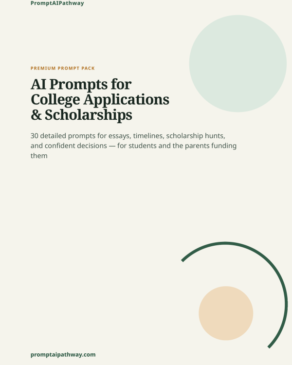 AI Prompts for College Applications & Scholarships — prompt pack cover